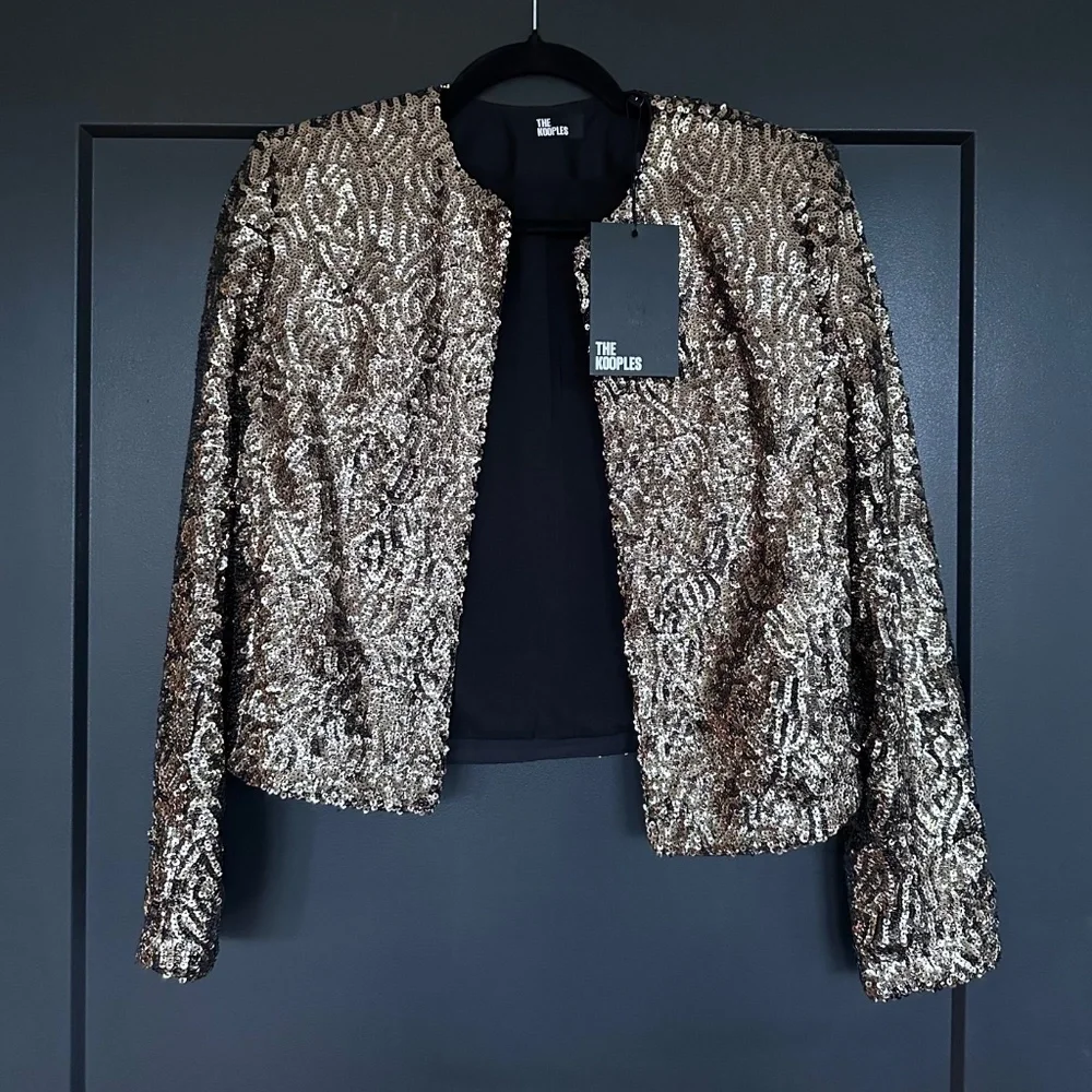 NWT | The Kooples | Gold Sequin Crop Jacket - Picture 6 of 10